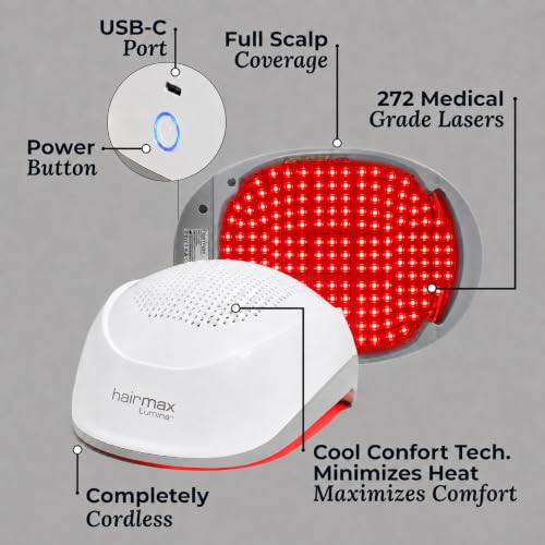 Hairmax Lumina Laser Hair Growth Helmet - FDA Cleared Red Light Therapy for Thinning Hair