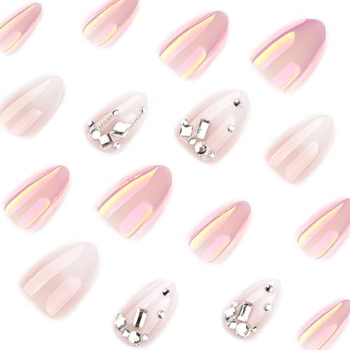 YIHONGYAN Almond Ombre Press-On Nails Kit - 24 Pcs Acrylic