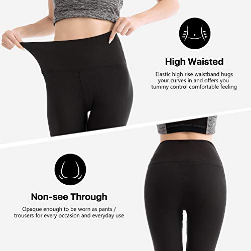 SINOPHANT High Waisted Leggings for Women - Full Length Capri Buttery Soft Yoga Pants for Workout Athletic(Black Printing,S-M)