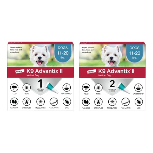 K9 Advantix II Medium Dog Vet-Recommended Flea, Tick & Mosquito Treatment & Prevention | Dogs 11-20 lbs. | 3-Mo Supply