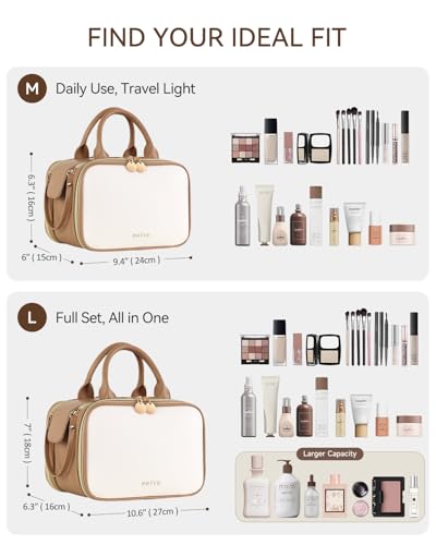 Large Waterproof Makeup Bag with Brush Holder & Handle