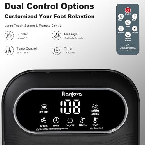 Electric Foot Spa Massager with Heat & Remote Control - 24 Shiatsu Balls