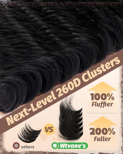 260D Fluffy Lash Clusters 12-24mm D Curl Faux Mink