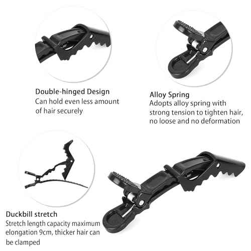 10Packs Rat Tail Comb Hair Clips Set£¬3Pcs Rat Tail Combs£¬Parting Comb and 7Pcs Alligator Styling Sectioning Clips of Professional Hair Salon Quality(Black,Purple,Pink)