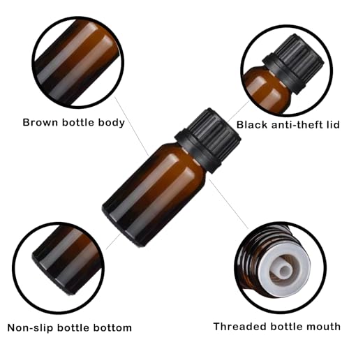 24 Pack 10ml Amber Glass Essential Oil Bottles with Dropper