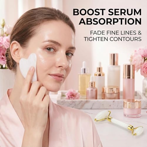 Natural Jade Gua Sha & Roller Set for Face & Body