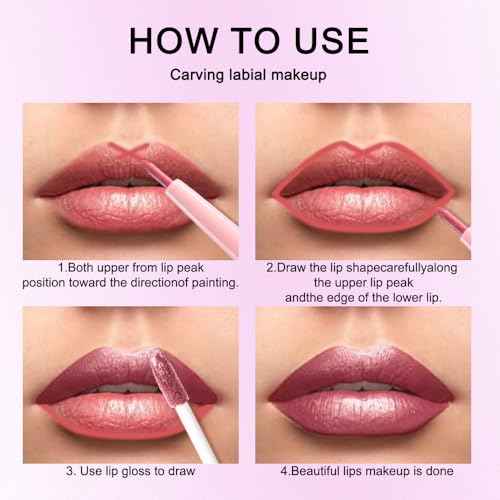 Kaely 2-in-1 Mauve Metallic Lipstick and Lip Liner Makeup, Shimmer Liquid Metallic Lipsticks for Women, Glitter Lip Gloss Stain Long Lasting Waterproof Smudge Proof 24 Hour, Vegan & Cruelty-Free, 16