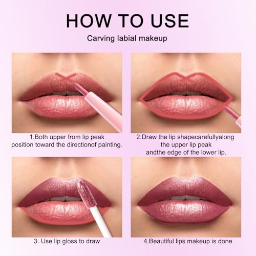 evpct Mauve Pink Metallic Lip Liner & Liquid Lipstick Set, 0.13 Fl Oz - Long Lasting Waterproof Gloss & Stain, Dusty Rose Shade