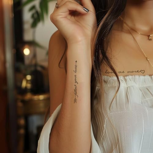 Everjoy Temporary Tattoos - 60 Pc Set with Quotes & Floral Designs