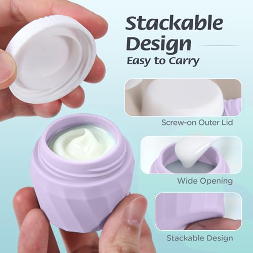 YIIMER Purple Travel Bottles Set 6pcs TSA Approved Silicone Toiletry Containers