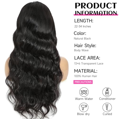YUNXING 13x6 Body Wave Lace Front Wig 30 Inch 200% Density