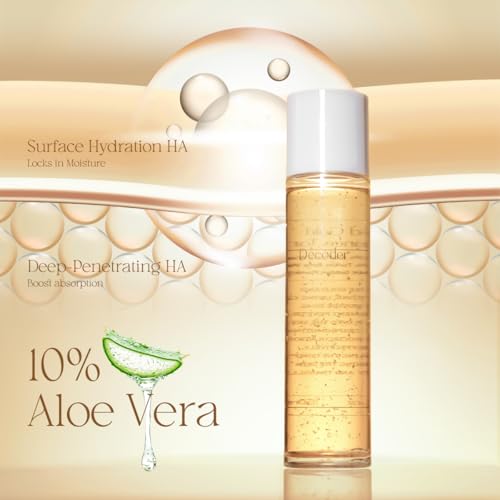 Decoder Liquid Gold Radiance Toner-Serum + 10 Masks | Hydrating Face Toner with Hyaluronic Acid, Rose Water & Centella ? Alcohol-Free, 24K Gold Skincare for Sensitive Skin (13.19 Oz)