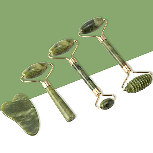 Jade Roller & Gua Sha Set - 5-in-1 Facial Massage Tool Kit