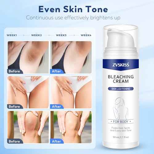 Skin Bleaching Cream - for Intimate Areas & Body, Vitamin C Dark Spot Remover for Underarms, Knees, Elbows, Inner Thighs, Bikini Line, Sensitive Skin Lightening Cream- 1.7fl oz