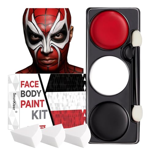 Halloween Face Paint Kit with Brush & Sponges - Oil-Based