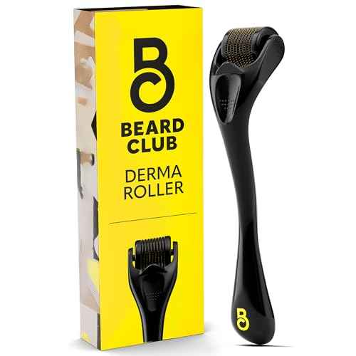 The Beard Club Derma Roller for Face, Body and Scalp - Microneedling for Men and Women with 540 Titanium Microneedles - Beard Roller & Micro Needling Scalp Hair - Black