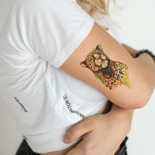 6 Sheets Tiny Small Temporary Tattoos For Women Men Finger Hands Neck Wrist Face, Cute Long Lasting Cartoon Fake Tattoo Stickers For Kids Boys Girls Leopard Tiger Lion Sunflower Butterfly