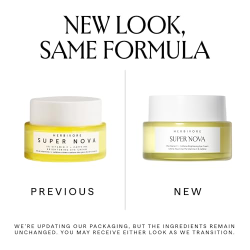 HERBIVORE Super Nova Eye Cream ? 5% THD Vitamin C & Caffeine, Reduces Dark Circles & Puffiness, Brightens Eyes, Plant-based, Vegan, Cruelty-free, 15mL / 0.5 oz