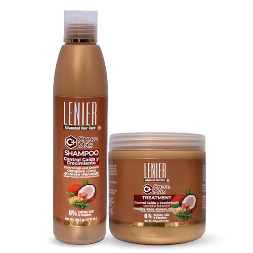 Rose Jolie Lenier Crece Más Hair Growth Bundle - Sulfate & Paraben Free Shampoo & Treatment for Thinning Hair