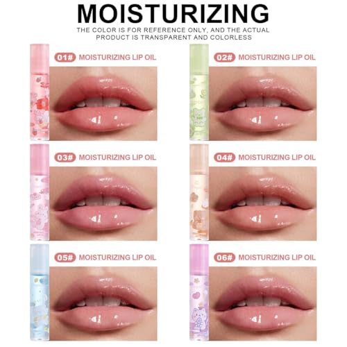6 Fruit Flavored Roll-On Lip Gloss Set Non-Sticky High Shine