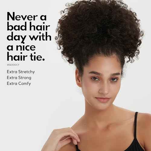 Extra Long Hair Tie for Thick and Curly Hair - Elastic Ponytail Holders for Women or Men, No Metal Bands, Long-Lasting Braids Accessories, 12 Count, Black