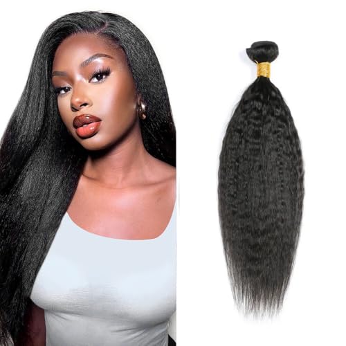 14 inch Unprocessed Brazilian Yaki Straight Human Hair Bundle - #1B
