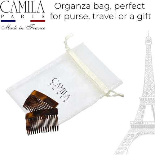 Camila Paris CP2942 Tortoise Shell Small French Hair Comb Clips for Elegant Updos