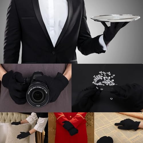 Archival Photo Gloves - 10 Pairs Black Work Gloves for Art Handling
