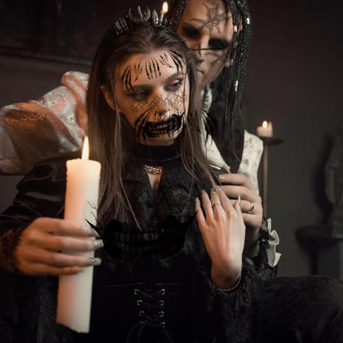 Halloween Face Tattoos - Devil & Skeleton Mouth Designs