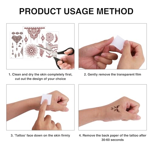 20 Sheet Brown Henna Tattoo Stickers Kit