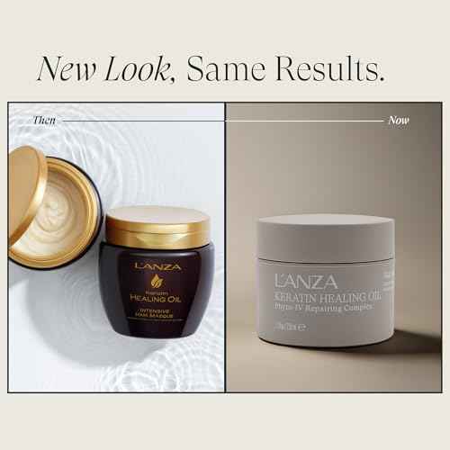 L'ANZA Keratin Healing Oil Intensive Hair Masque Deep Conditioning Mask, Restores Moisture, Repairs Damage, Improves Elasticity, Softness & Shine, Color Safe Anti-Humidity, Sulfate Free (7.1 Fl Oz)