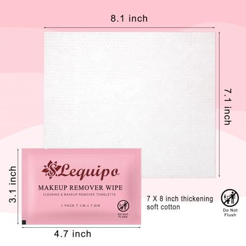 SLequipo 50 pcs Individually Wrapped Makeup Remover Wipes Bulk Single Makeup Remover Cloth Travel Towelette Makeup Remover Cloth for Face (PINK)