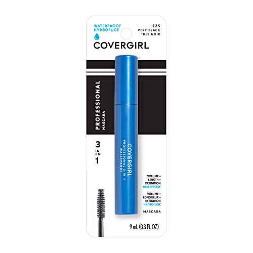COVERGIRL Professional 3-in-1 Waterproof Mascara, Very Black 225, (Packaging May Vary), 0.3 Fl Oz (Pack of 1)