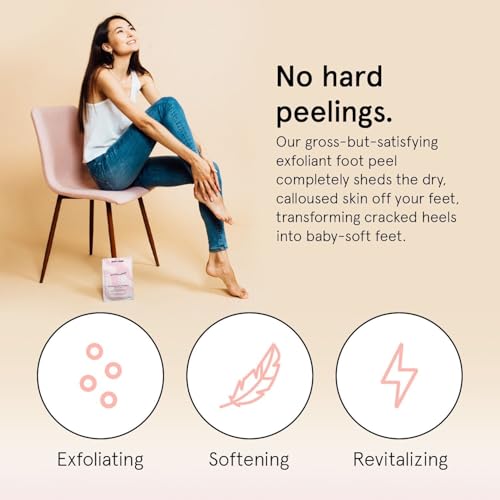 Grace & Stella Exfoliating Foot Peel Mask for Dry Cracked Feet - 4 Pairs