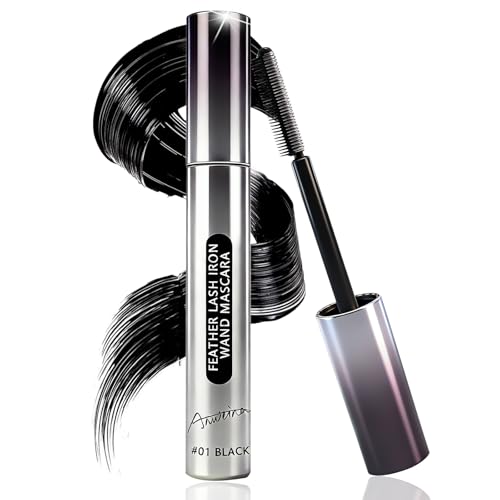 Feather Lash Iron Wand Mascara, Dual-Wing Brush Metal Mascara 2-in-1 Primer, Topcoat, 3D Curling Natural Length & Volume Mascara No Clumps Long Lasting Smudge-Proof