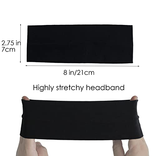 Black Cotton Stretch Headbands for Women (6-Pack)