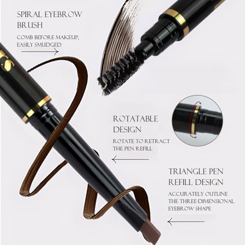 4-in-1 Eye Makeup Kit 4 Colors Eyeshadow Palette Black Liqiud Eyeliner with Stamp and Double-headed Brown Eyebrow Pencil Set for Women Beginners Gift (03)