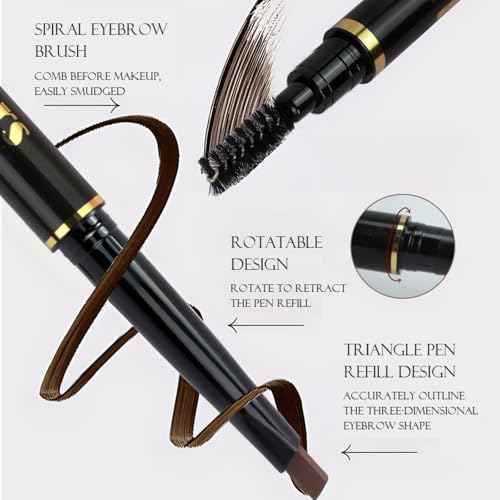 4-in-1 Eye Makeup Kit 4 Colors Eyeshadow Palette Black Liqiud Eyeliner with Stamp and Double-headed Brown Eyebrow Pencil Set for Women Beginners Gift (03)