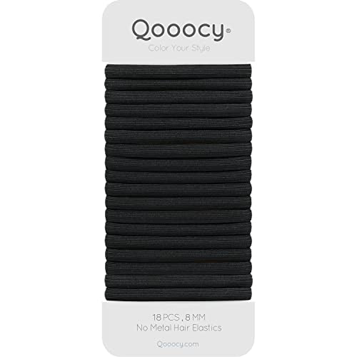 Hair Ties for Women Girls, Qooocy 18 Pcs Elastics Hair Bands Ponytail Holders for Thick Hair, No Damage Nocrease Hair Elastics, 8MM, Navy