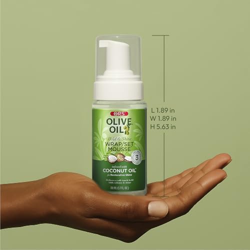ORS Olive Oil Hold & Shine Wrap Set Mousse Infused with Coconut Oil 3.7 Ounces (Pack of 2)