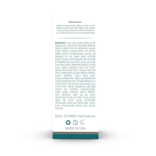 Lira Clinical BIO Hydrating Mineral Masque - Intense Nourishing Mineral Facial Mask with Hyaluronic Acid, Vitamin C & Green Tea - Anti-acne, Anti-Aging For All Skin Types - 2 fl oz