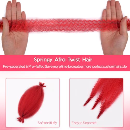 FEILIMEI Marley Twist Braiding Hair Pre-Stretched Red 12 Inch Pack of 3