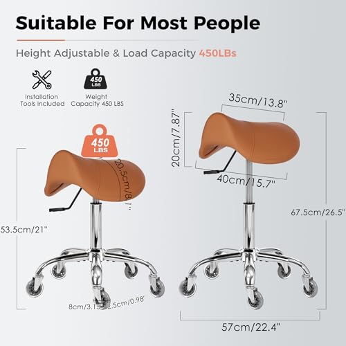BEWISHOME Ergonomic Saddle Stool with Wheels BMD01Z