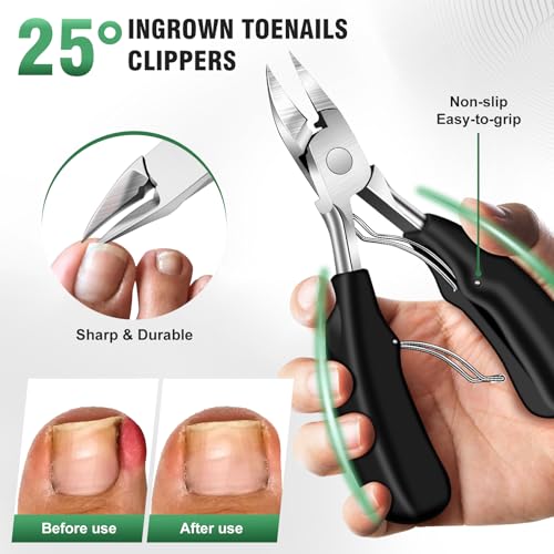 Toenail Clippers for Seniors & Thick Nails - 6PC Set with Long Handle