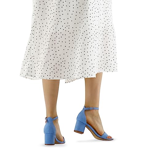 mysoft Women's Chunky Low Heels Open Toe Block Heeled Dress Ankle Strap Pump Wedding Sandals
