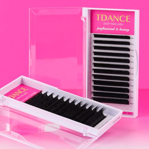 TDANCE Easy Fan Lash Extensions 3D Volume Lash Extensions Easy Fan Lashes Self Fanning Eyelash Extensions(0.07-CC,8-15mm)