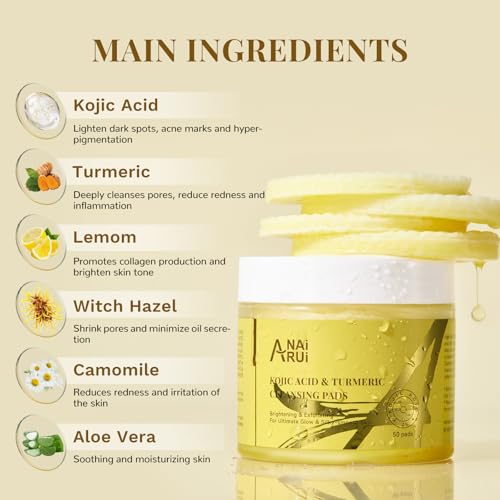 Turmeric Kojic Acid Exfoliating Cleansing Pads 50pc