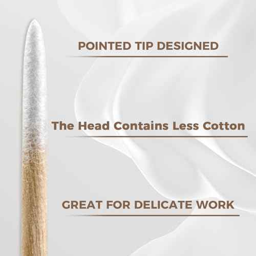 800Pcs Pointed Cotton Swabs in Storage Box - Precision Microblading Cotton Swabs with Wooden Sticks for Makeup, Cleaning Nail Polish, Eyebrow, Tattoo Permanent Supplies, Craft