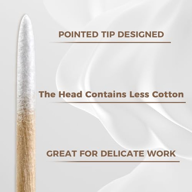 400Pcs Pointed Cotton Swabs with Wooden Sticks - Precision Makeup Cleaning