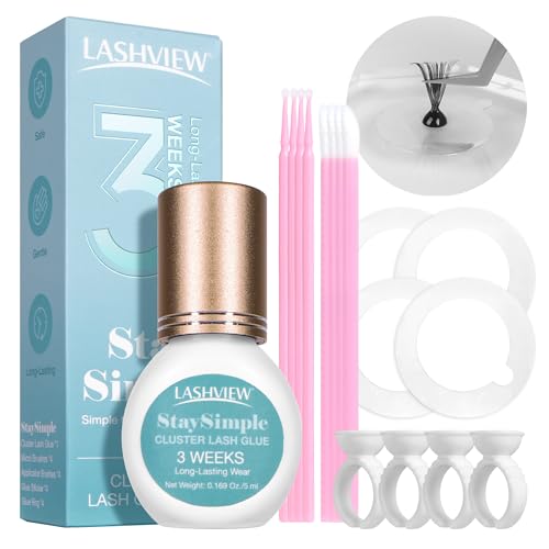 LASHVIEW Eyelash Cluster Glue Kit - Strong Hold, Waterproof, 5ml